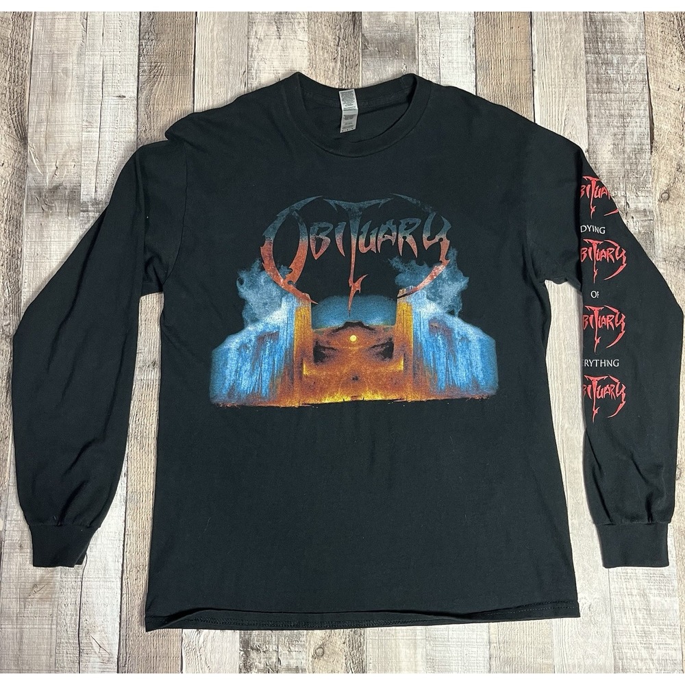 Obituary Shirt Medium Black Long Sleeve Metal Band Tee Dying Of Every Thing